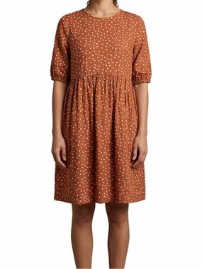 ASOS Retro Polka Dot Trapeze Dress Rust Brown Orange Size Large